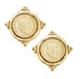 Gold Intaglio Coin Earrings