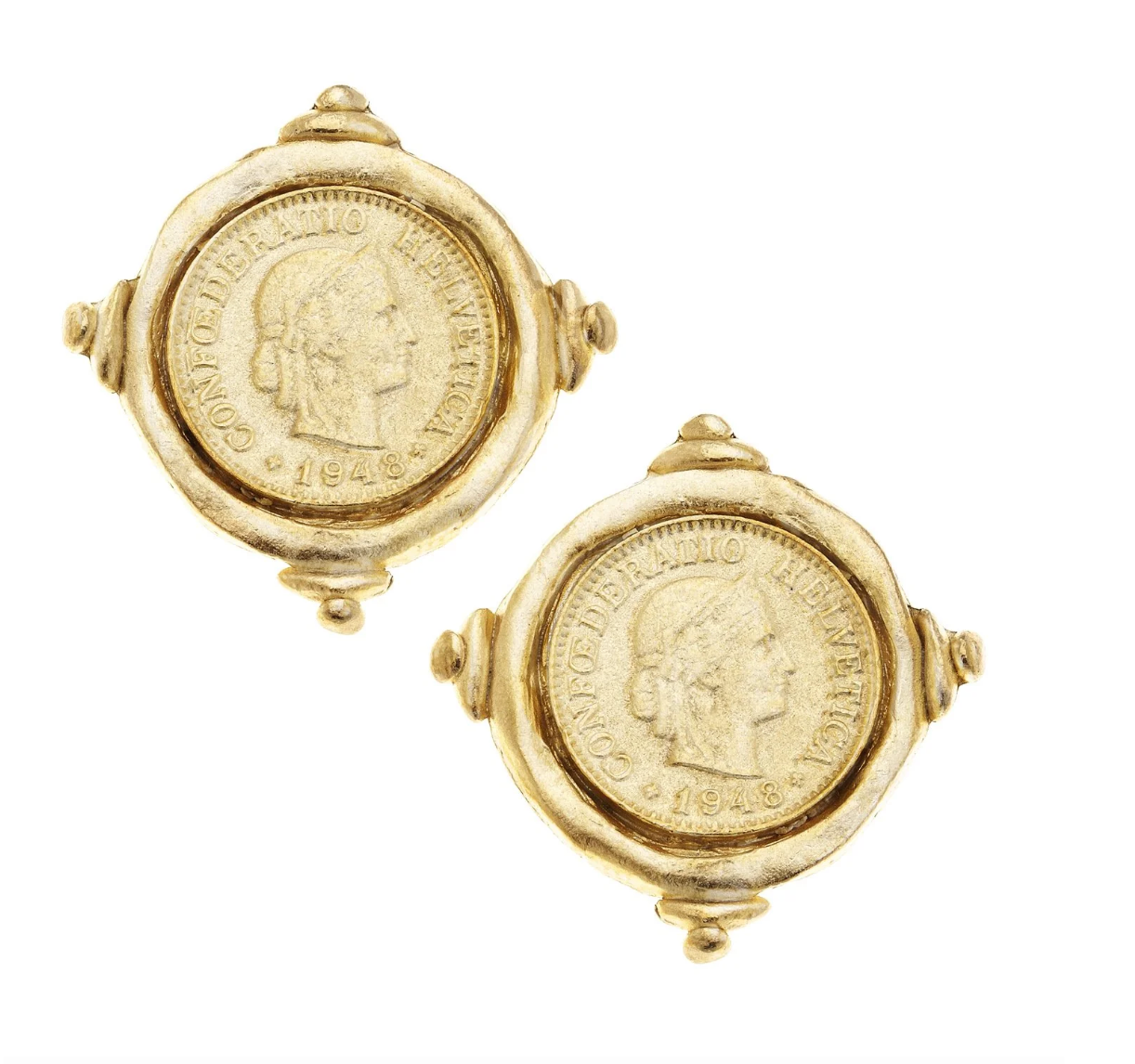 Gold Intaglio Coin Earrings