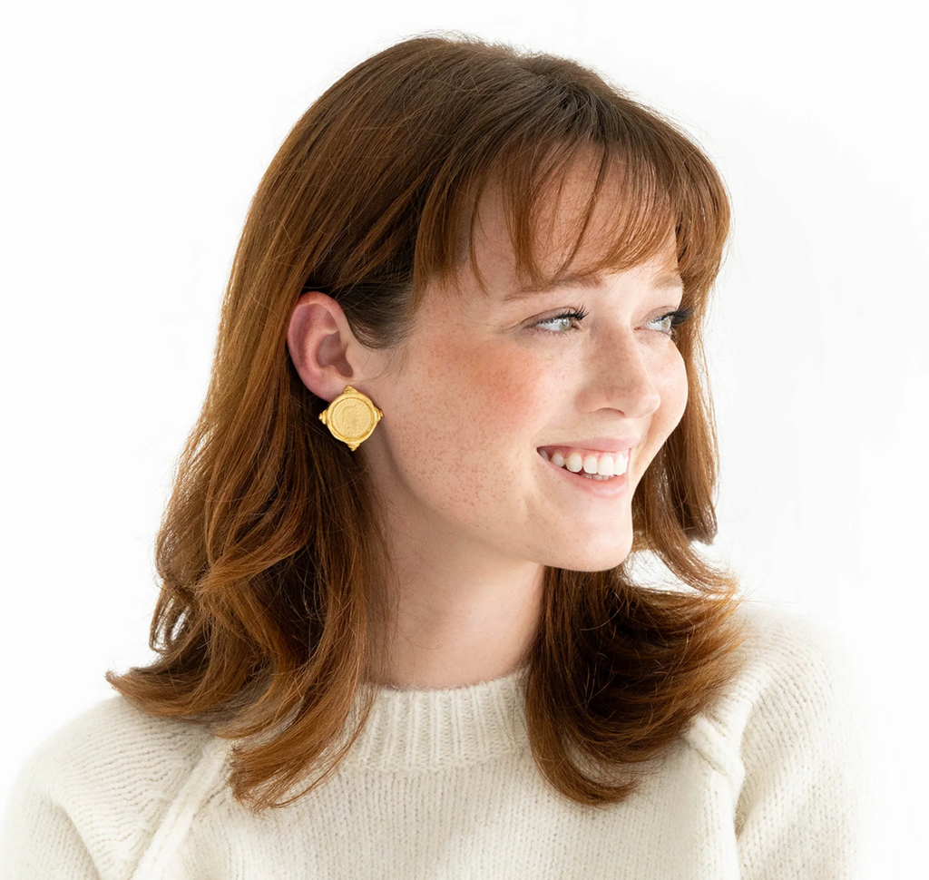 Gold Intaglio Coin Earrings