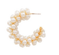 Gold with Pearl Wired Hoop 1.25" Earring