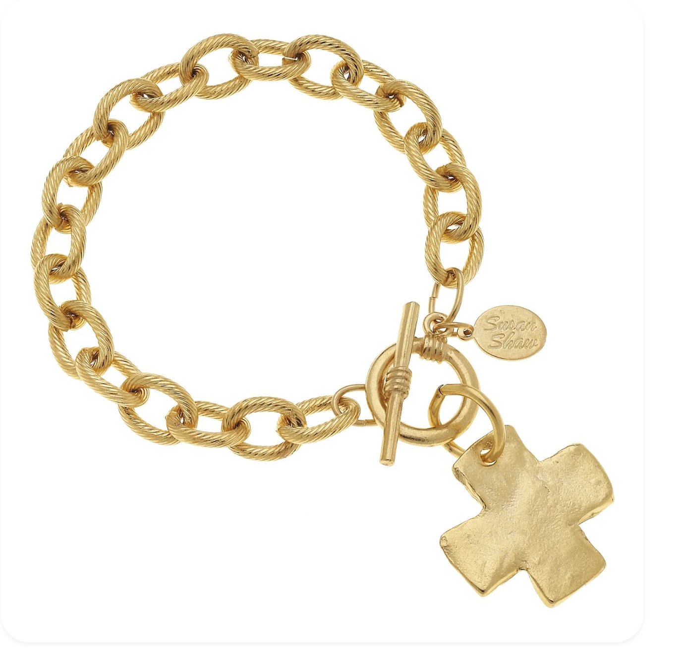 Gold Cross Toggle Bracelet