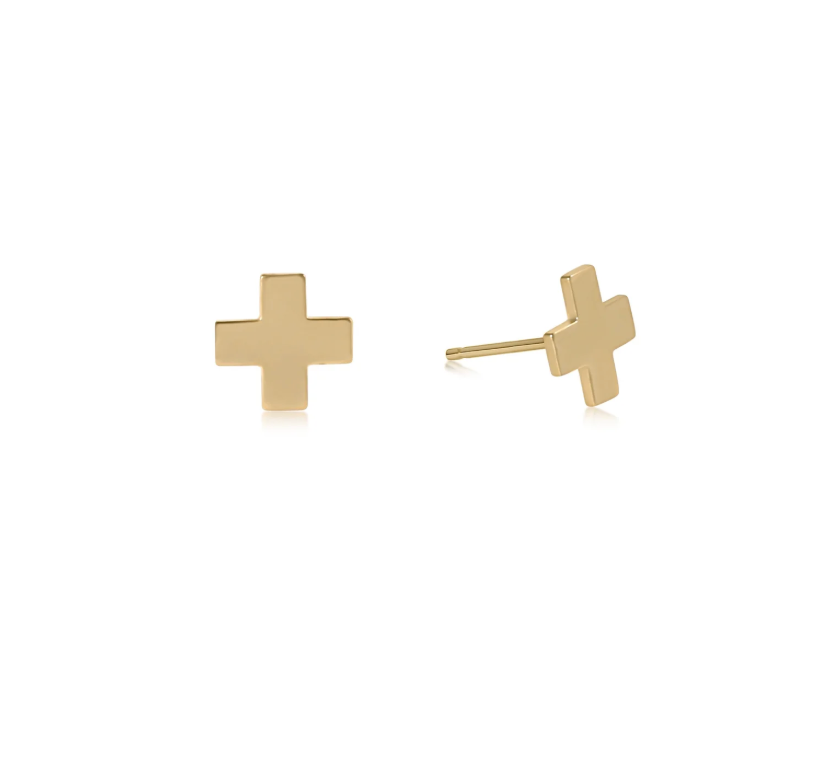 Signature Cross Stud Earring - Gold