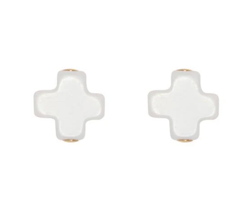 Signature Cross Small Stud - Off White