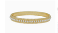 Gold Textured & Pearl Bangle Bracelet