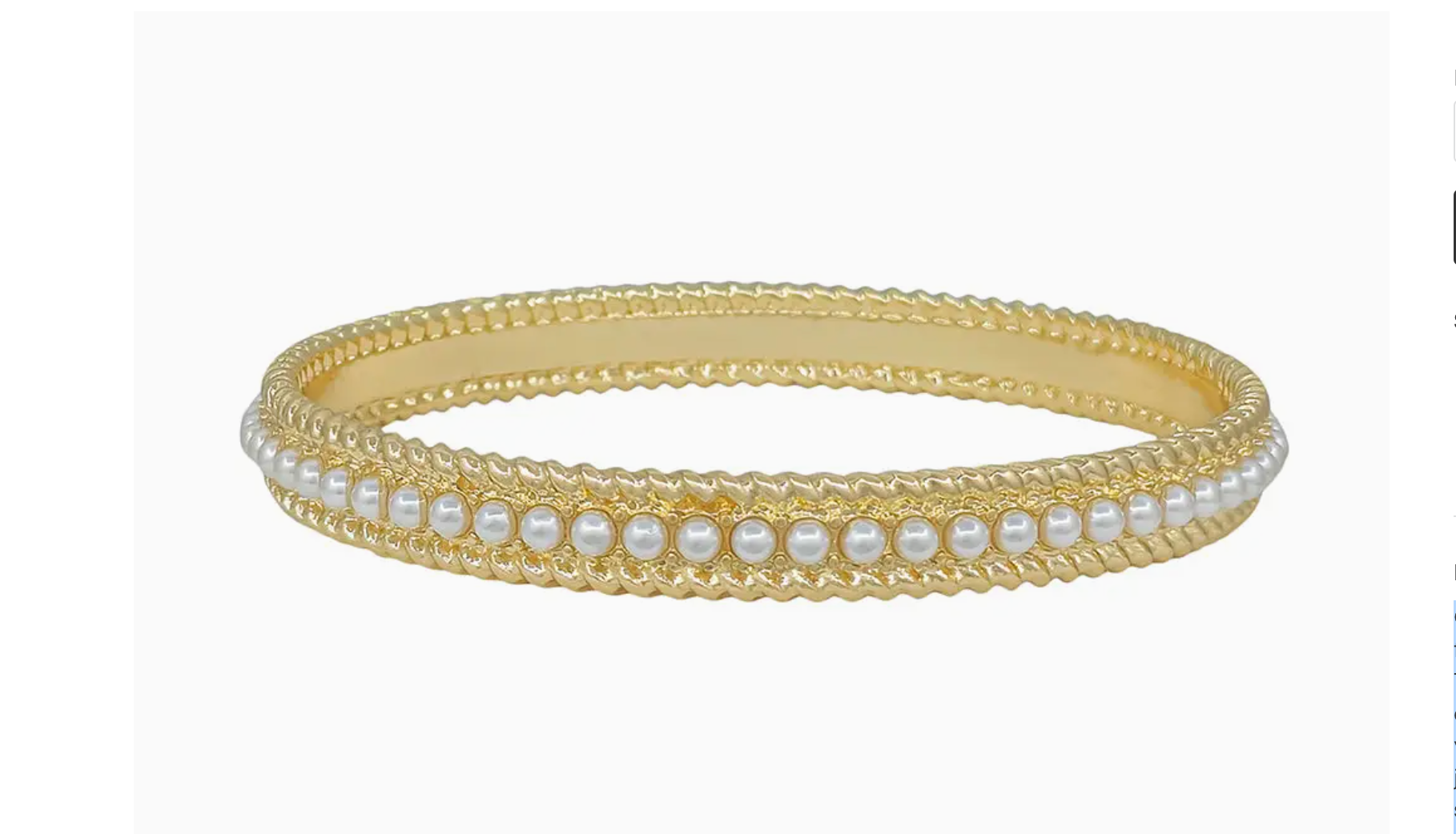 Gold Textured & Pearl Bangle Bracelet
