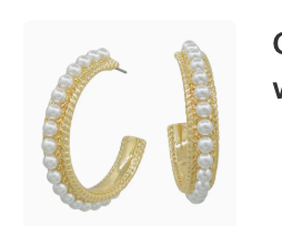 Gold Textured 1" Hoop with Pearl Accents