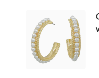 Gold Textured 1" Hoop with Pearl Accents