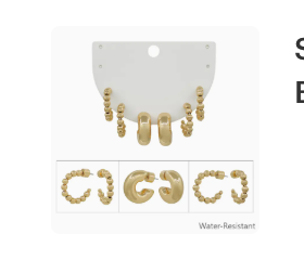 Set of Three Gold Beaded Huggie Hoops