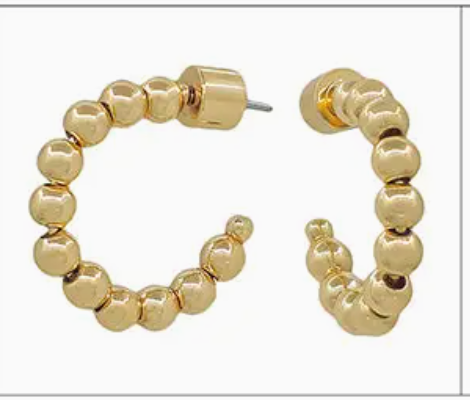 Set of Three Gold Beaded Huggie Hoops