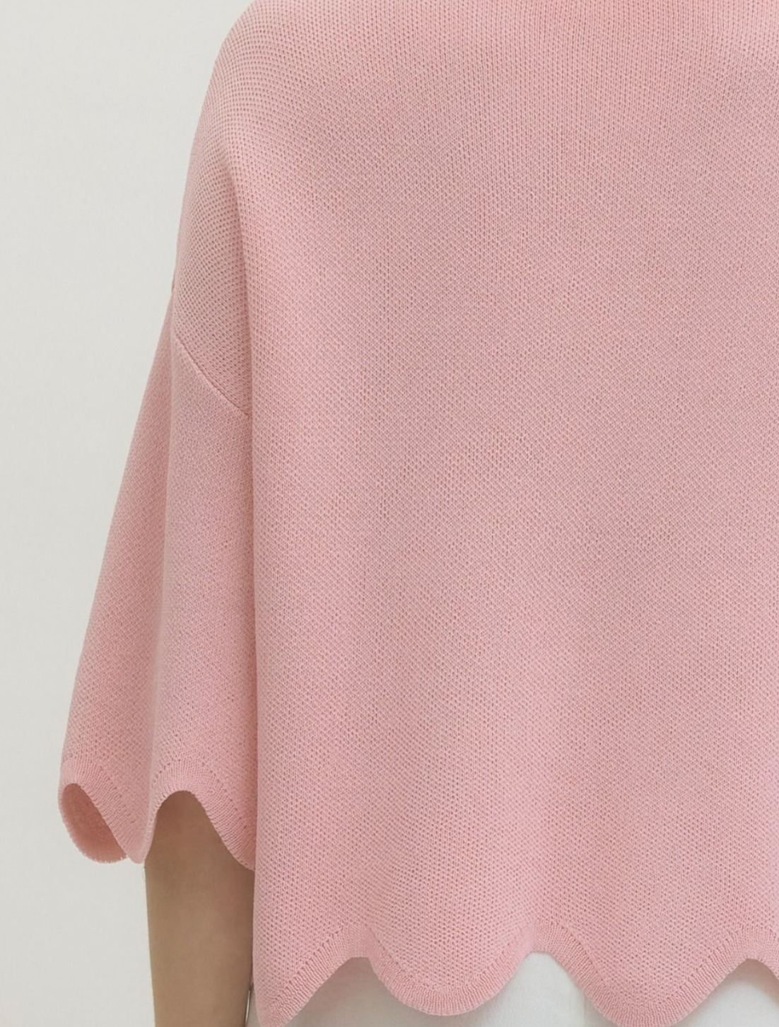 Scallop Knit 3/4 Sleeve Sweater
