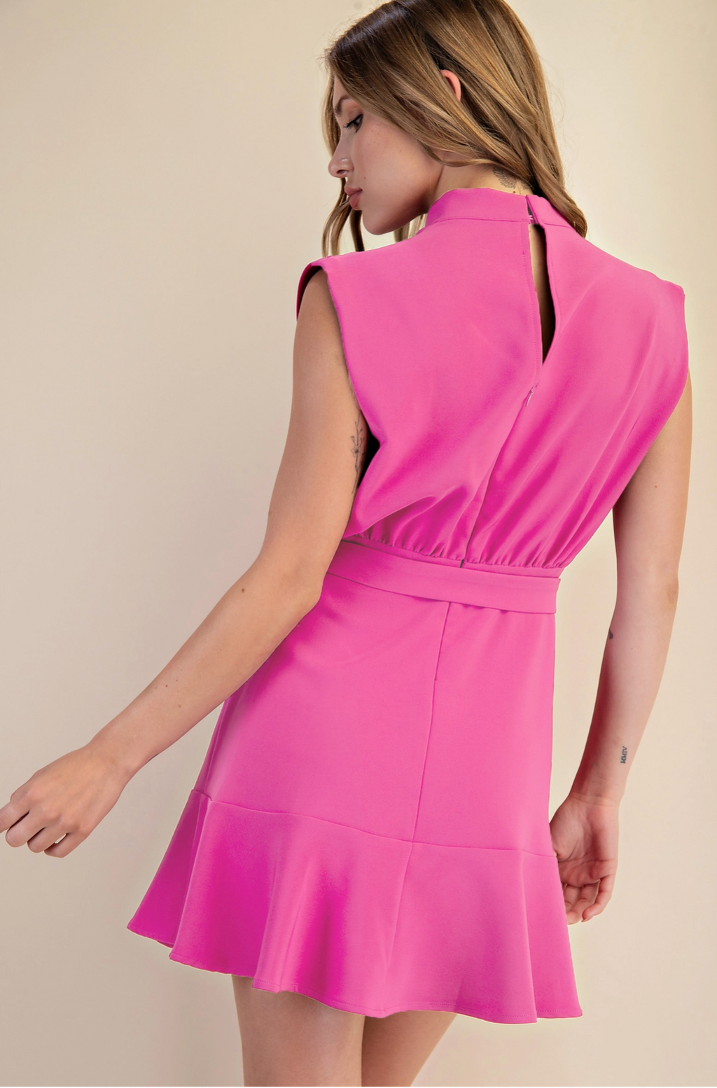 Cowl Neck Sleeveless Mini Dress