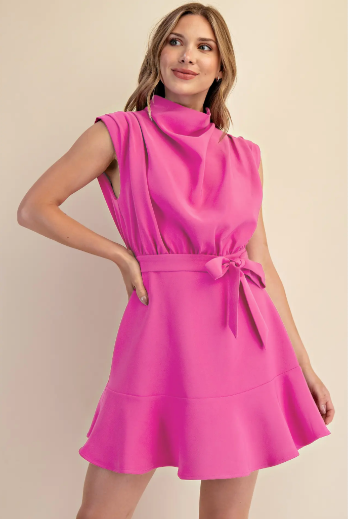 Cowl Neck Sleeveless Mini Dress