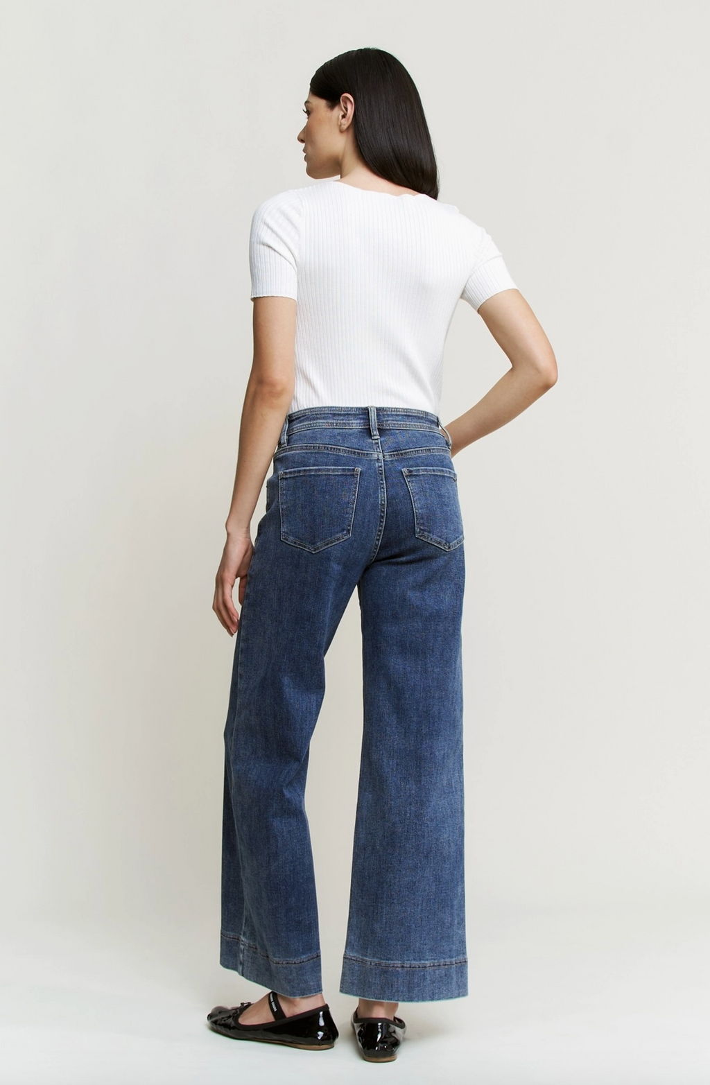 High Rise Front Seam Wide Leg