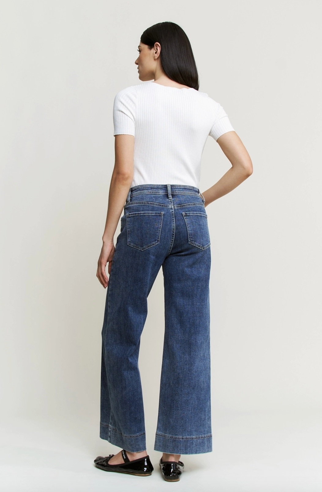 High Rise Front Seam Wide Leg