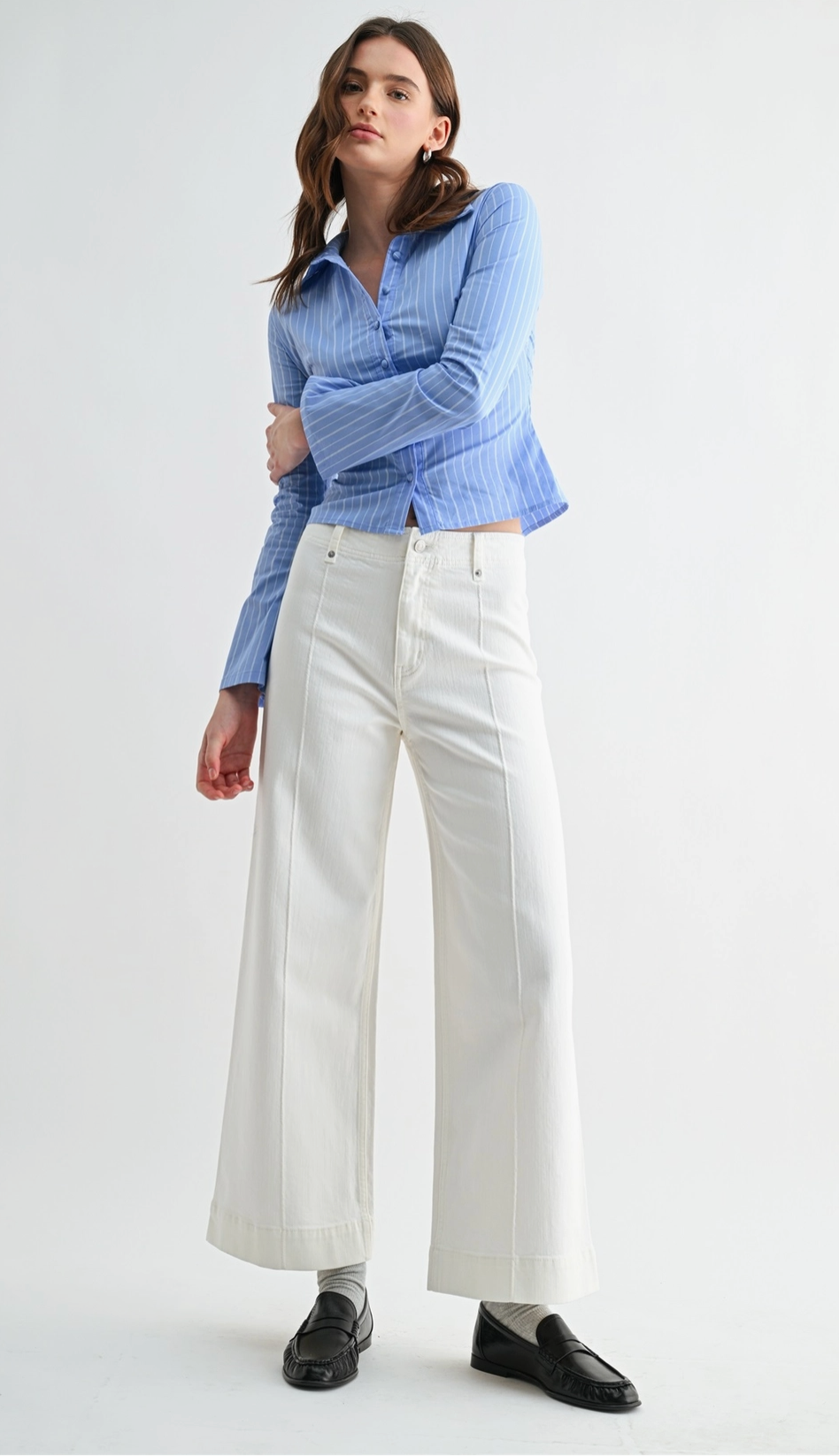 High Wide Leg Ankle-White