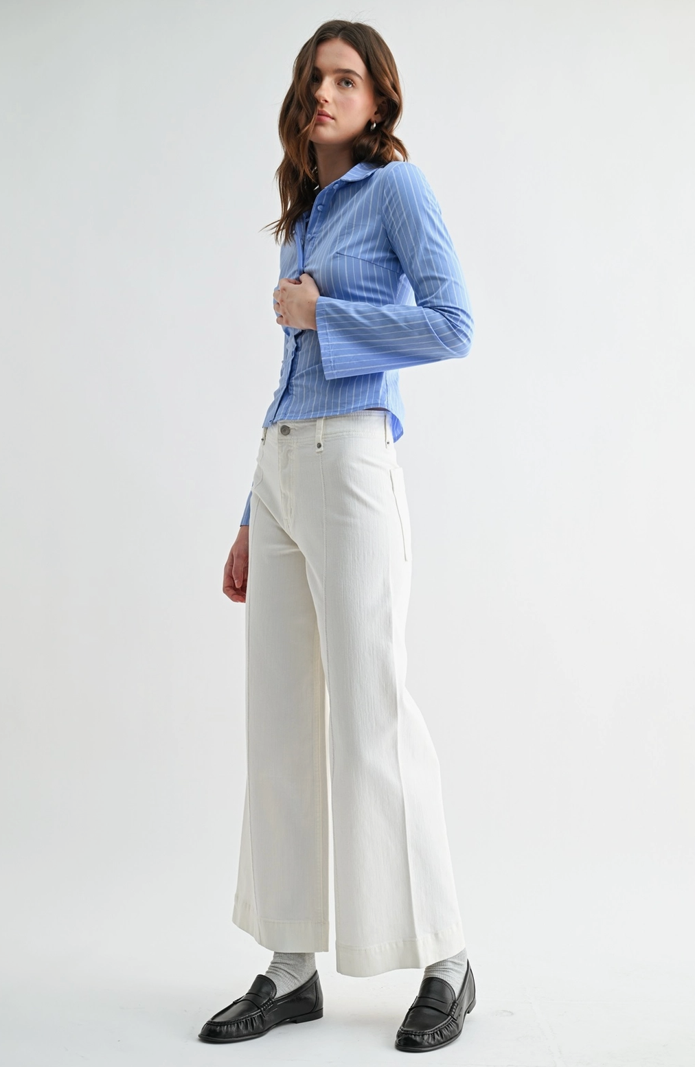 High Wide Leg Ankle-White