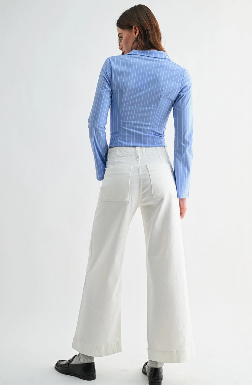 High Wide Leg Ankle-White