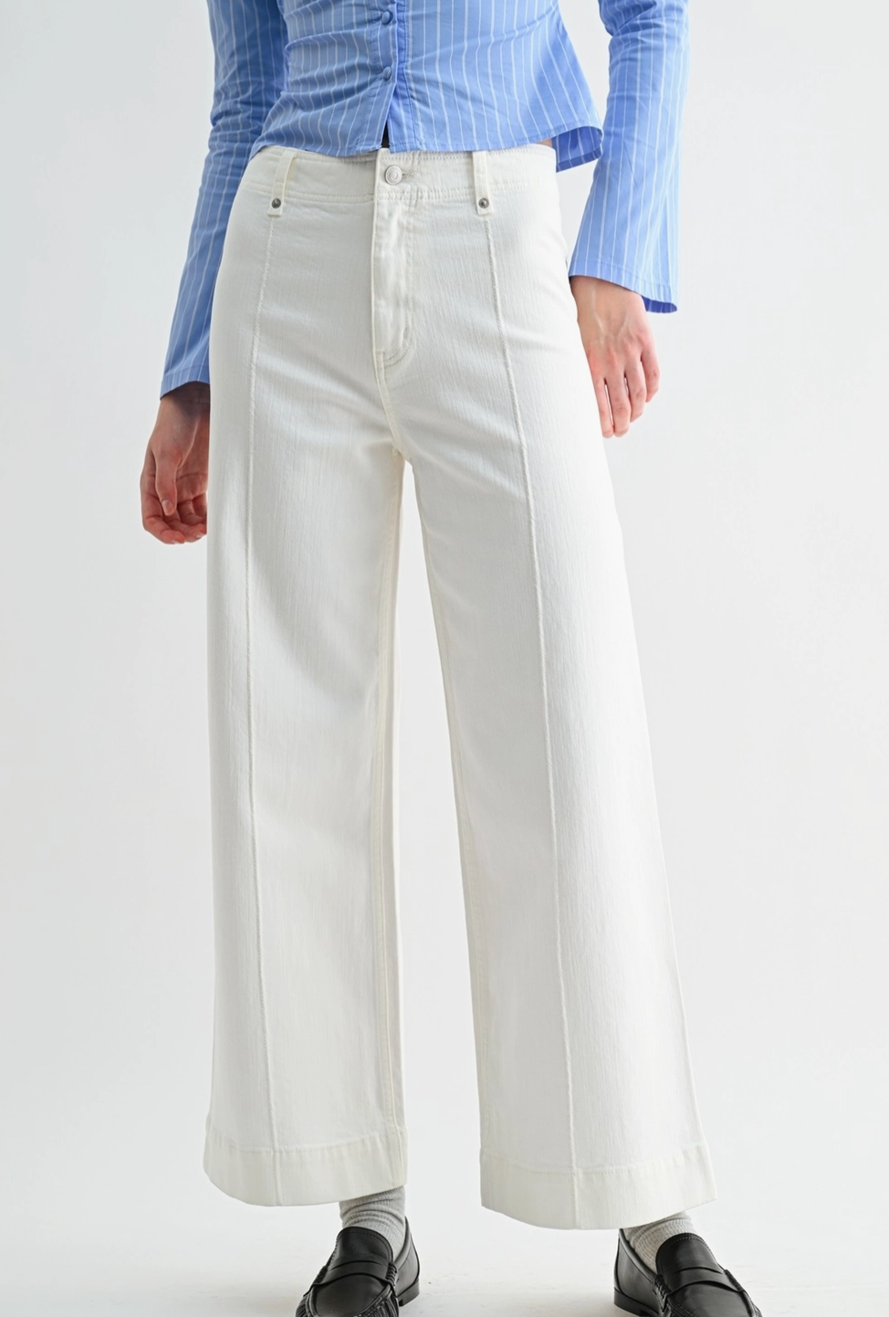 High Wide Leg Ankle-White