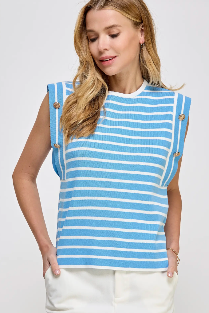Striped Sleeveless Knit Top