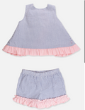 Blue Seersucker Ruffle Swing Top & Short Set