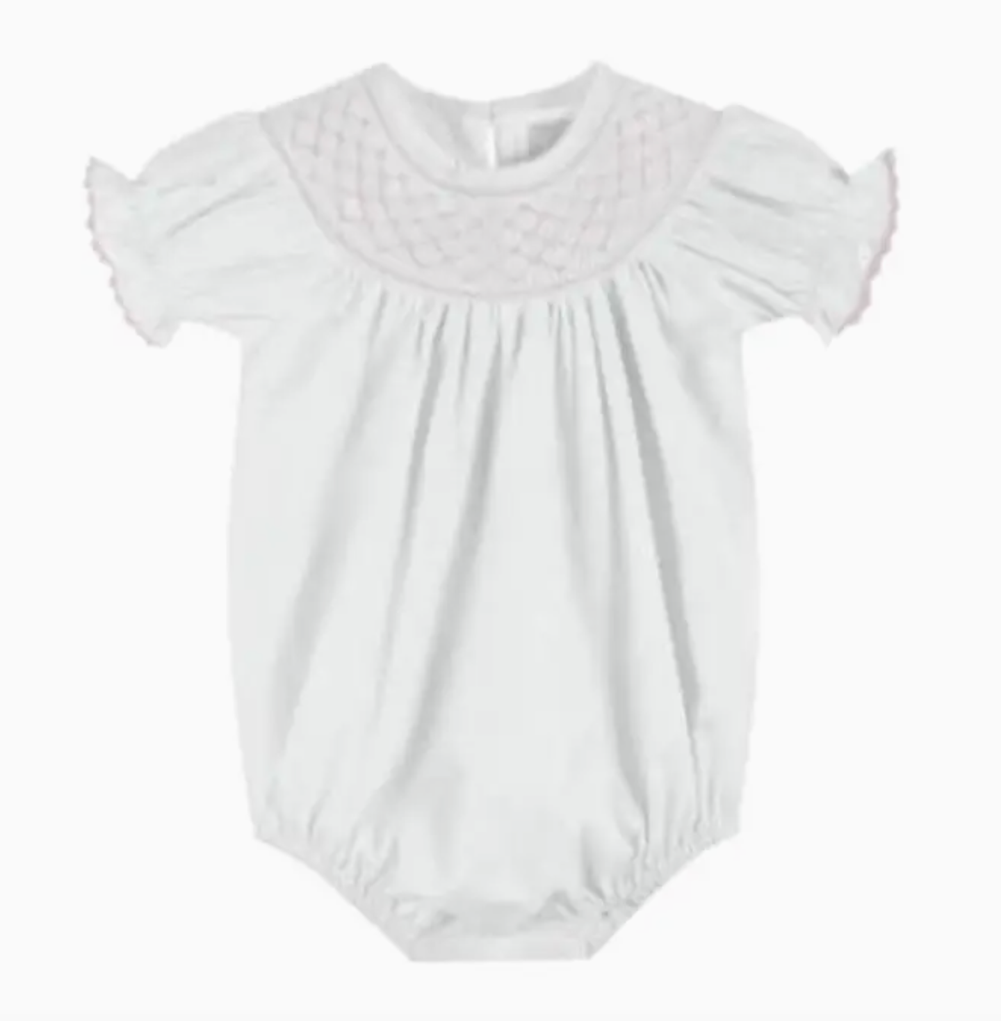 White and Pink Smocked Bubble Romper