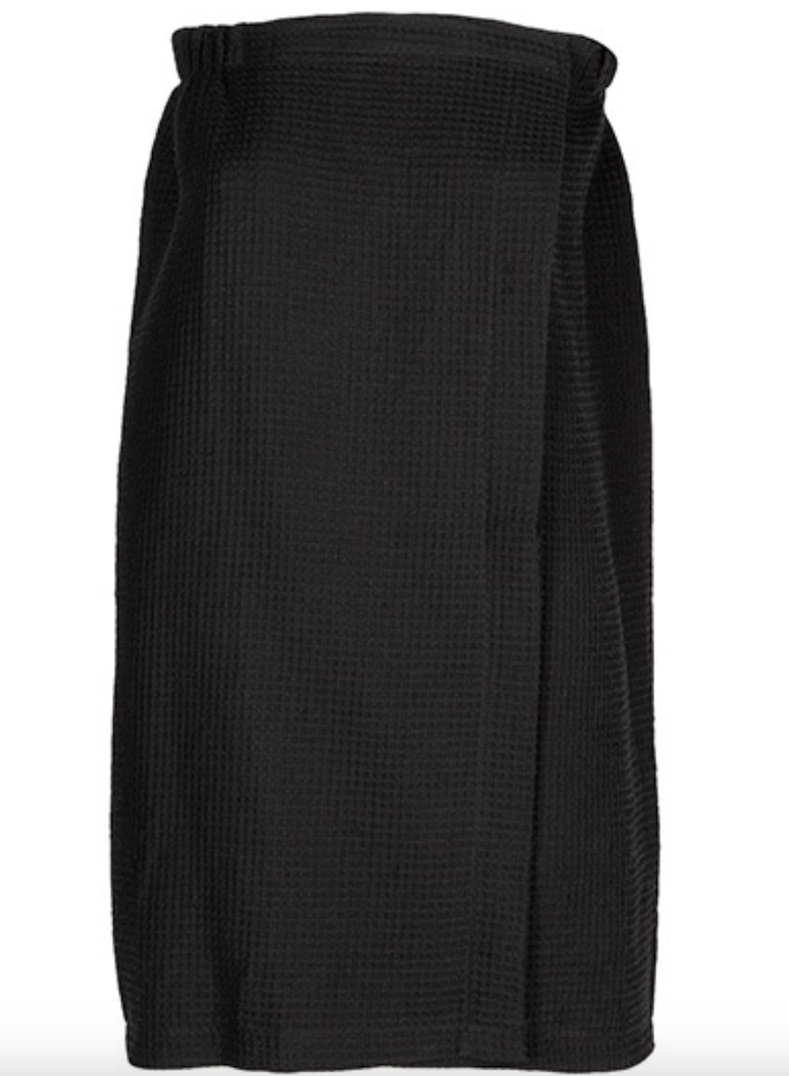 Waffle Towel Wrap-Black