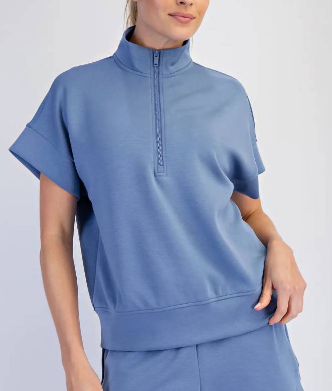 Scuba Quarter Zip Short Sleeve Top