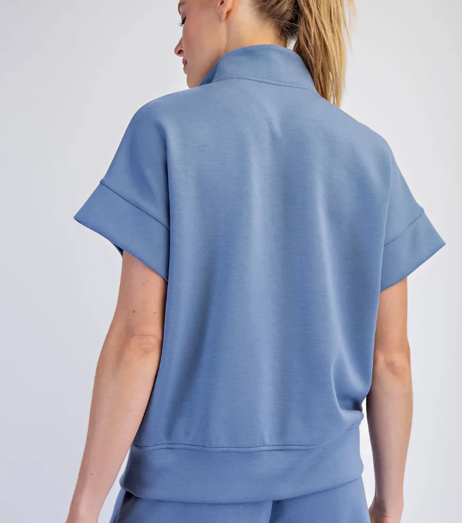 Scuba Quarter Zip Short Sleeve Top