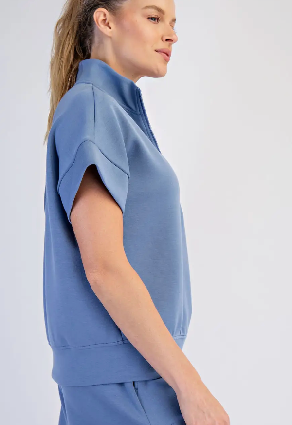 Scuba Quarter Zip Short Sleeve Top