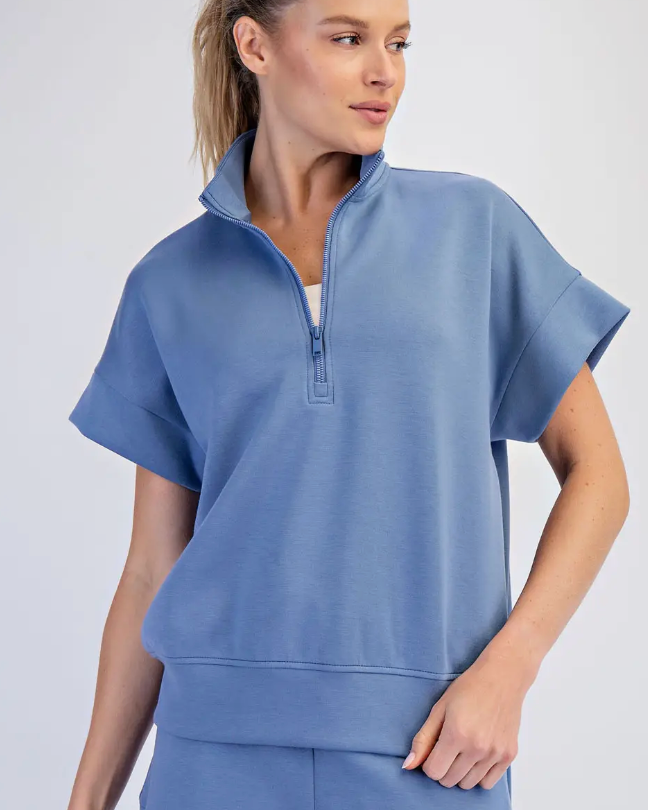 Scuba Quarter Zip Short Sleeve Top