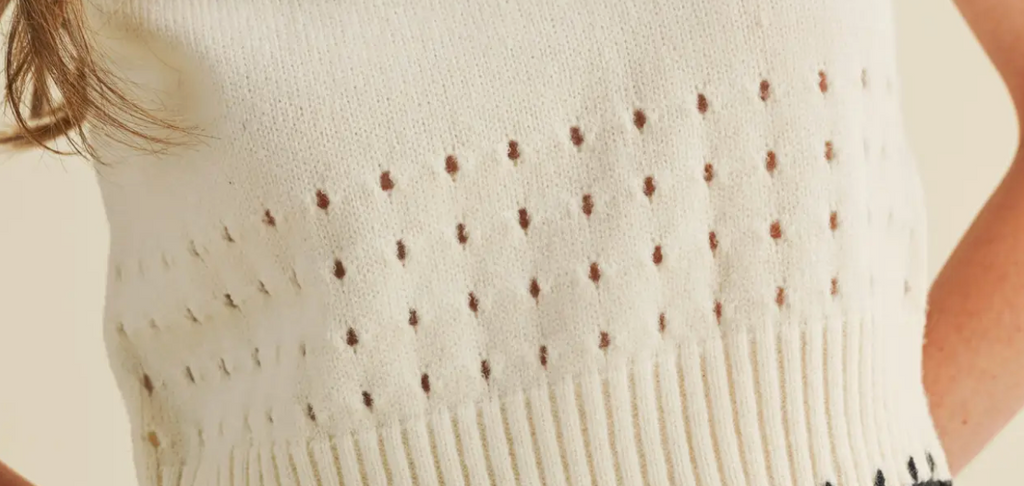 Blanket Stitch Pointelle Sweater Vest