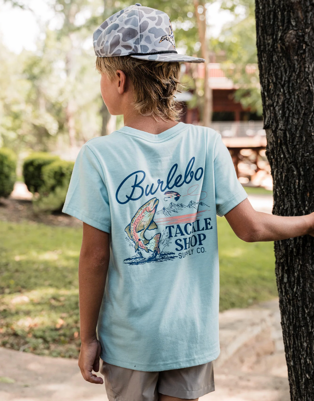 Youth Short Sleeve Tee - Tackle Shop - Sky Blue