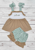Girl Duck Appliqué Checkered 2pc Set