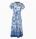 V-Neck Casual Ethnic Print Short-Sleeved Maxi Dress