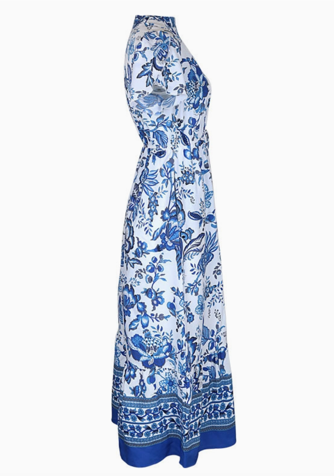 V-Neck Casual Ethnic Print Short-Sleeved Maxi Dress