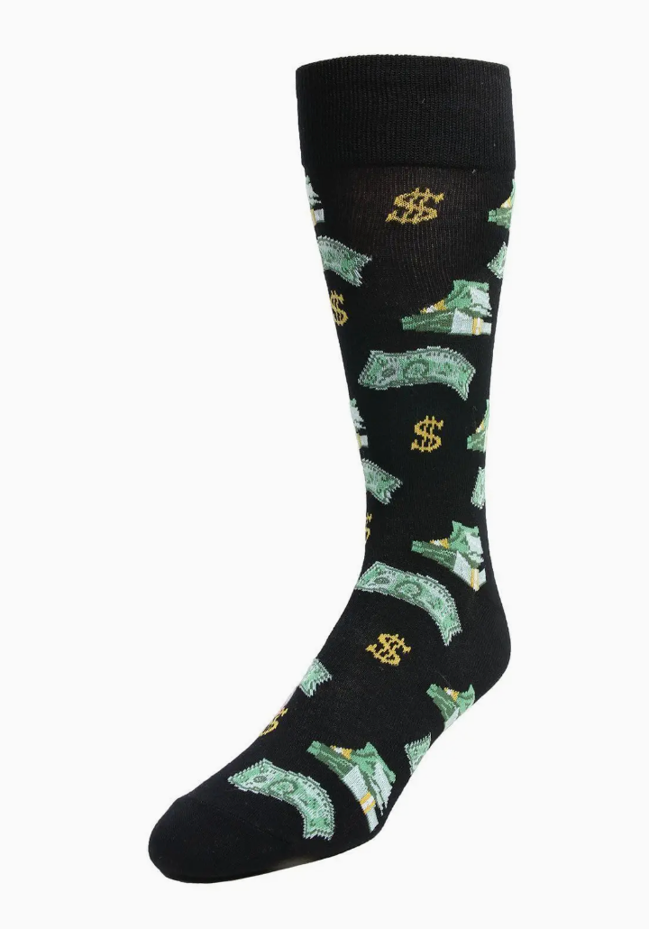 Money Bags Cash Print Men's Crew Socks