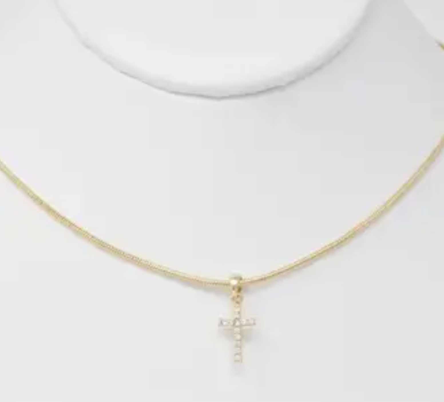 Gold Chain with Rhinestone Cross Necklace