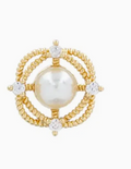 Gold Geometric with Pearl Stud Earring