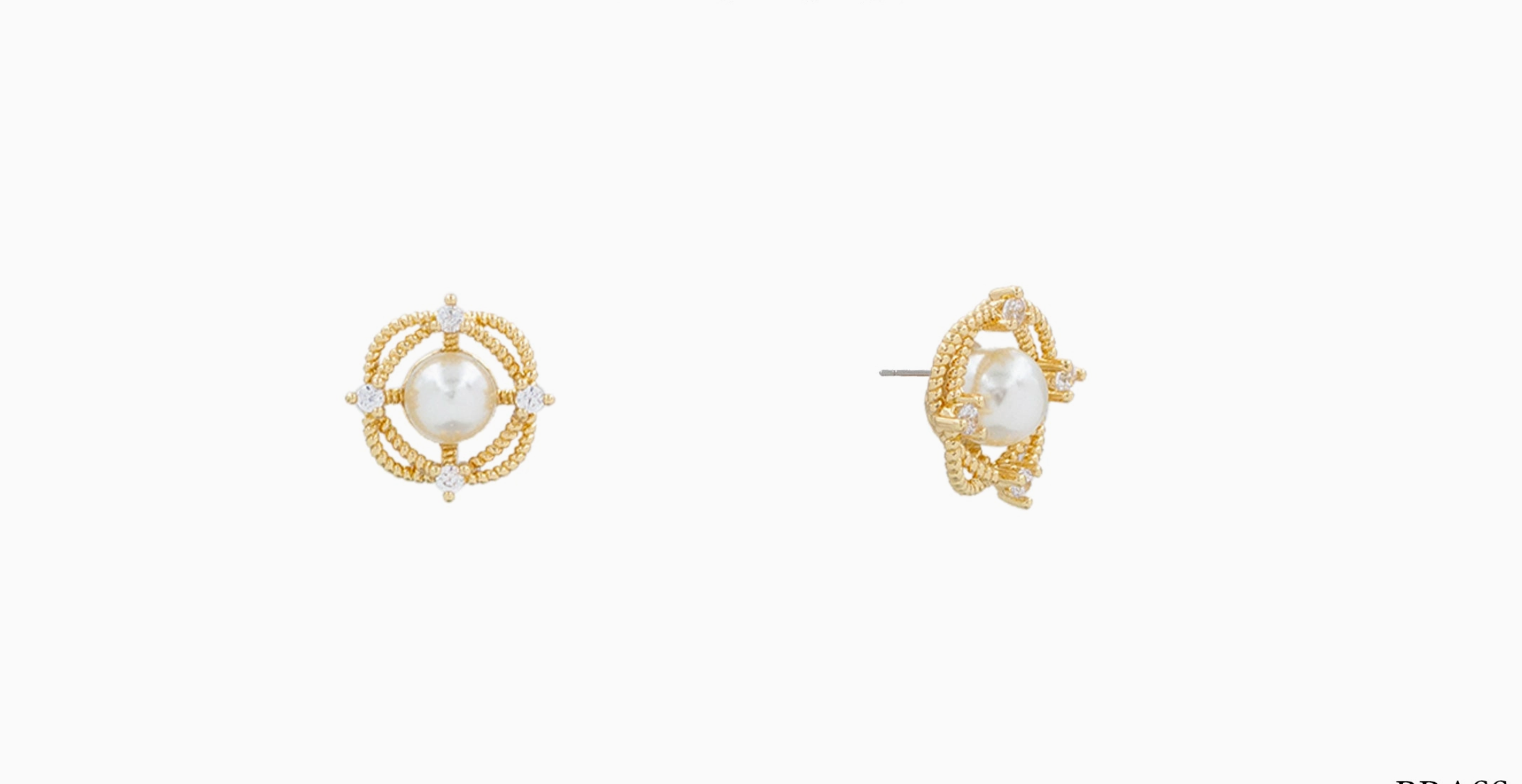 Gold Geometric with Pearl Stud Earring