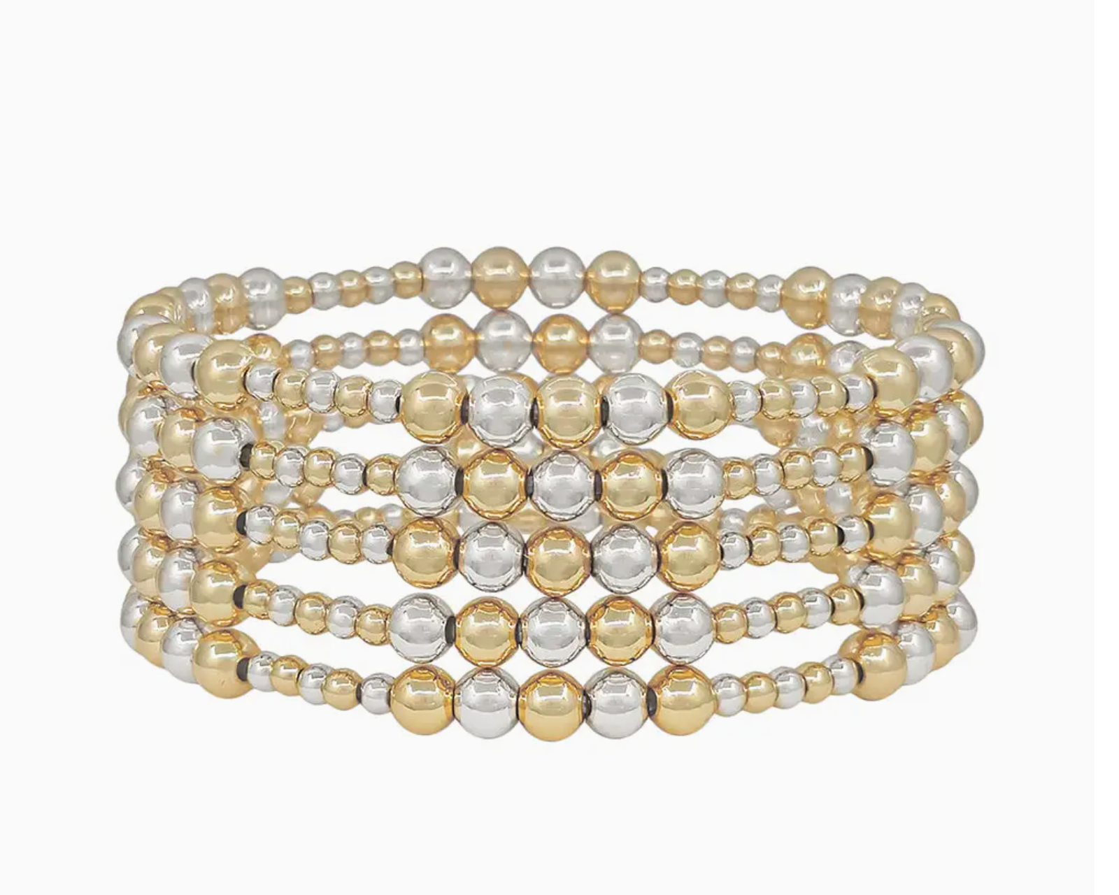 Set of 5 Beaded Silver & Gold Bracelet