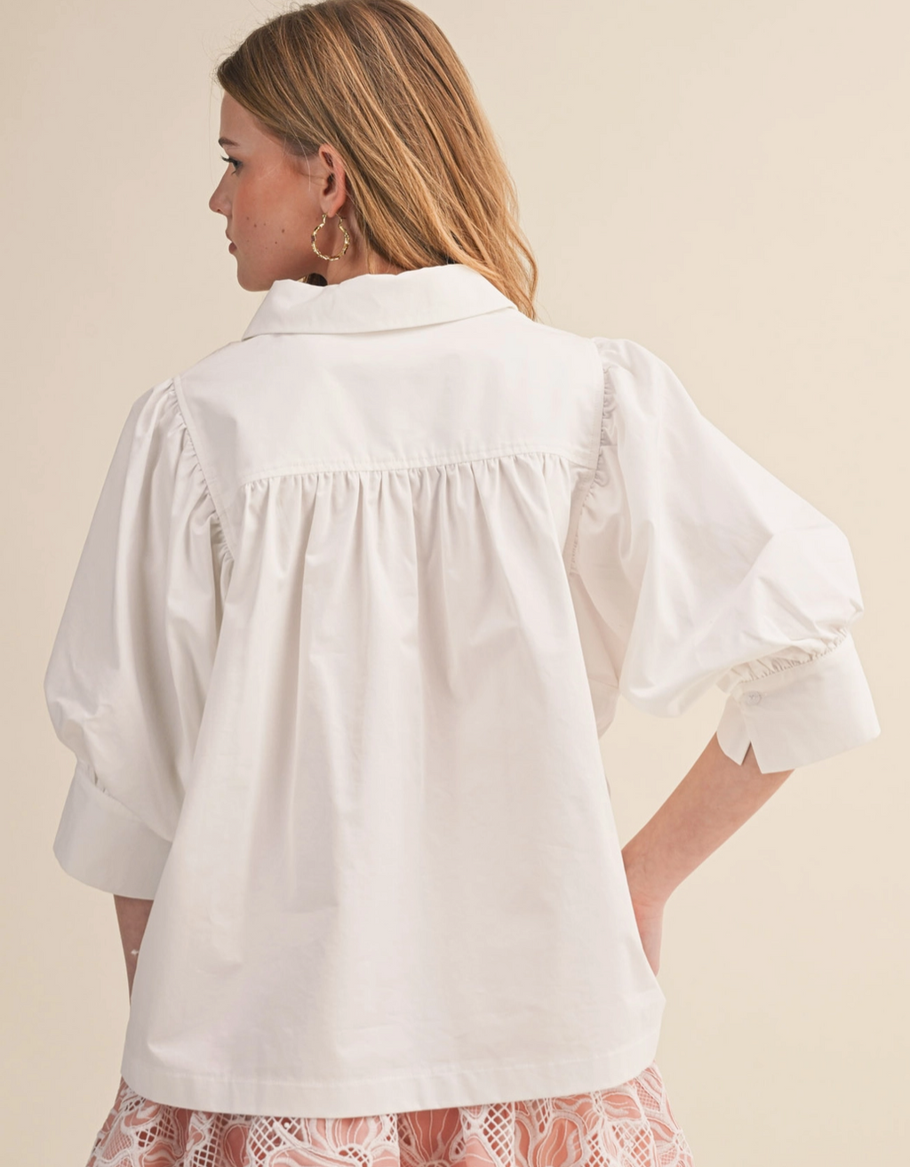 Puff Sleeve Button Down Top