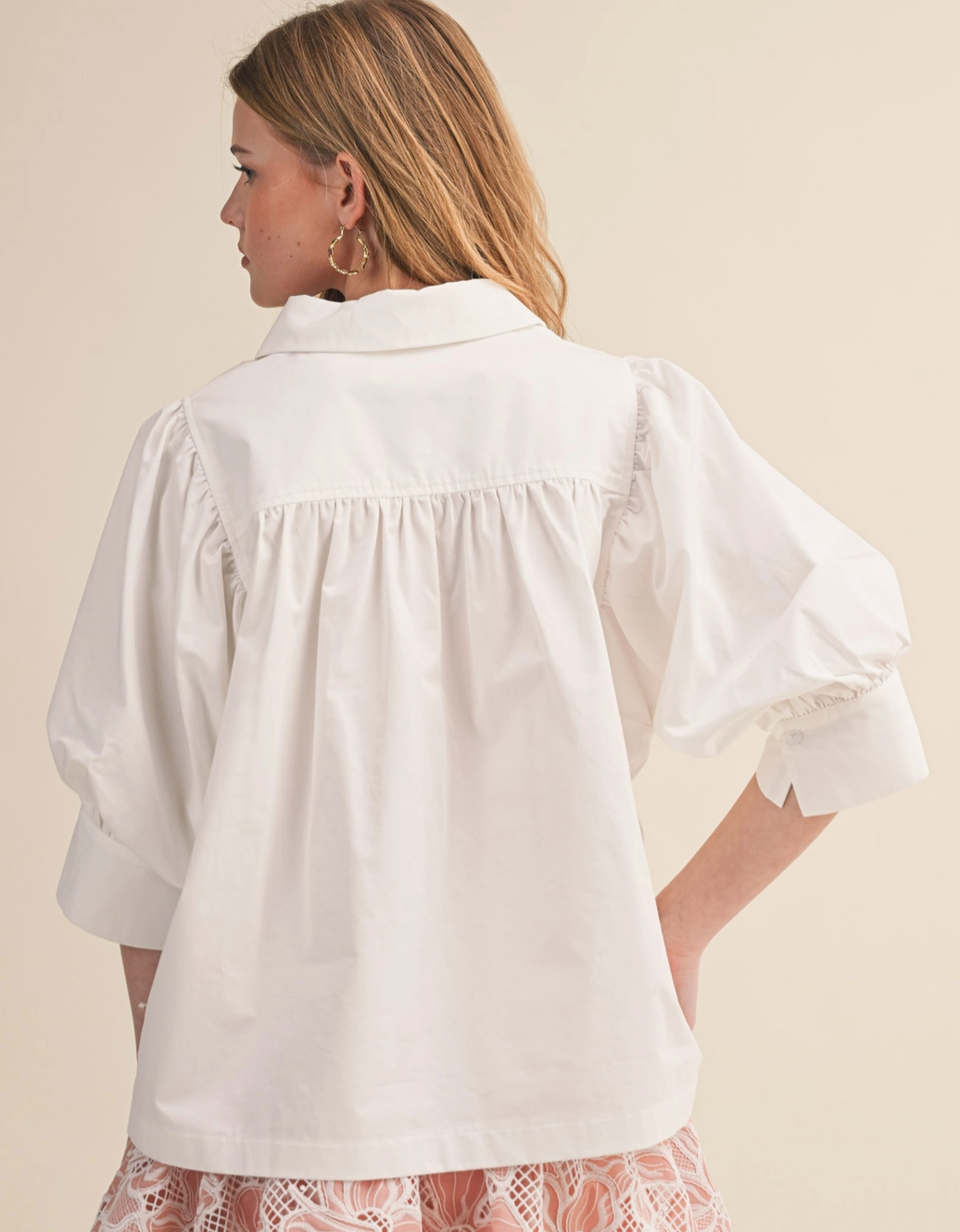 Puff Sleeve Button Down Top