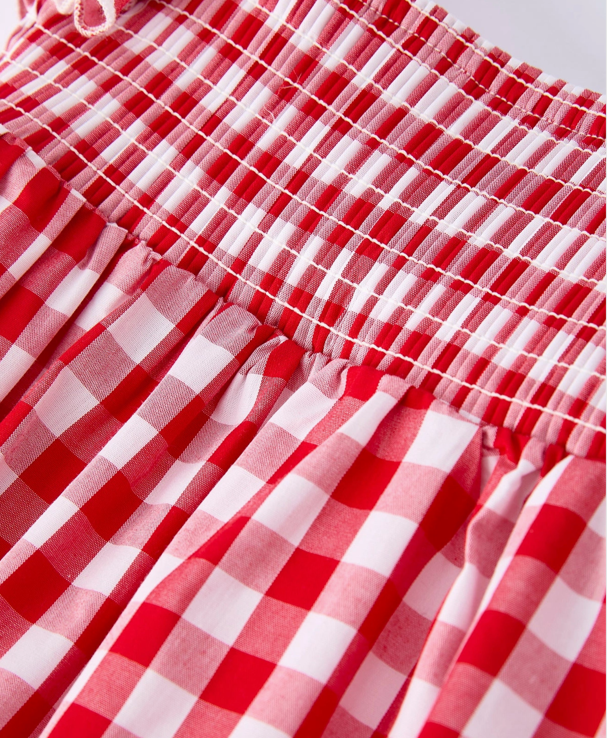 Plaid Smocked Ruffle Girl Romper