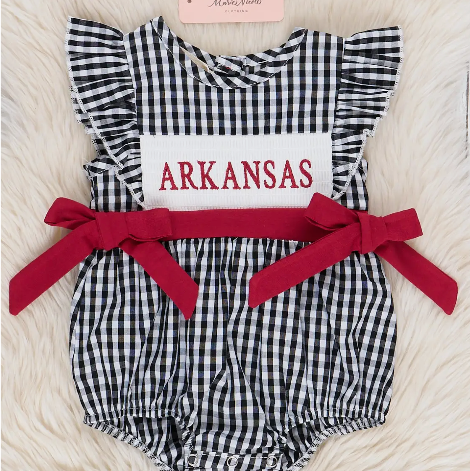 Arkansas Smocked Gingham Bubble