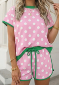 Pink and Green Poka Dot PJ Set
