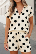 Cream & Black Poka Dot Casual Set