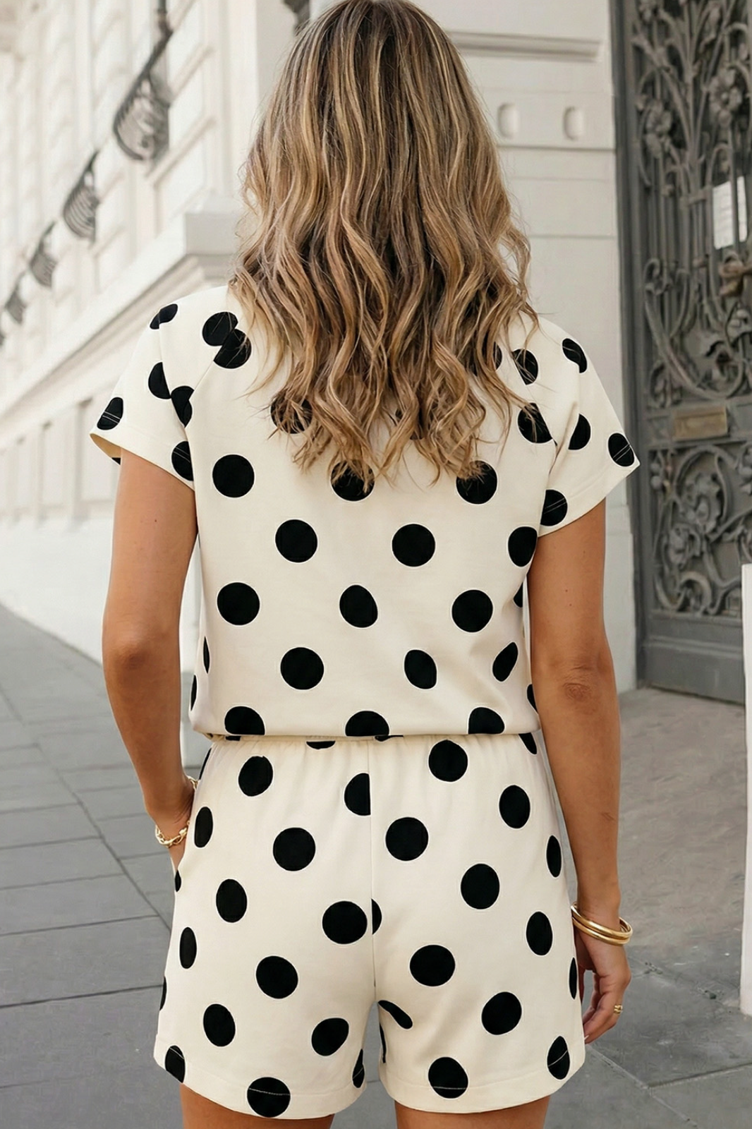 Cream & Black Poka Dot Casual Set
