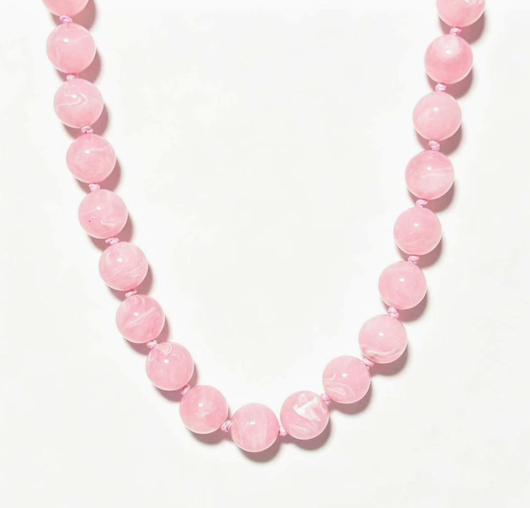 Pink Marble Beaded Statement Necklace