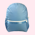 Wipeable Baby Blue Gingham Medium Backpack (Pockets)