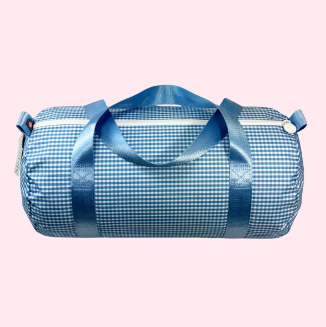 Wipeable Baby Blue Gingham Medium Duffel